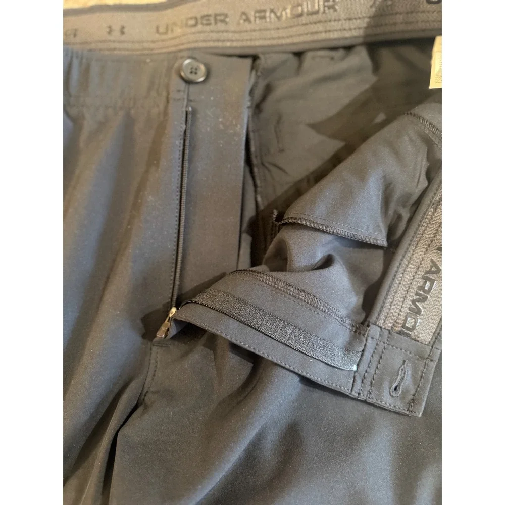 Under Armour Mens Golf Pants Black 40x32 Straight Leg Flat Front‎ Performance